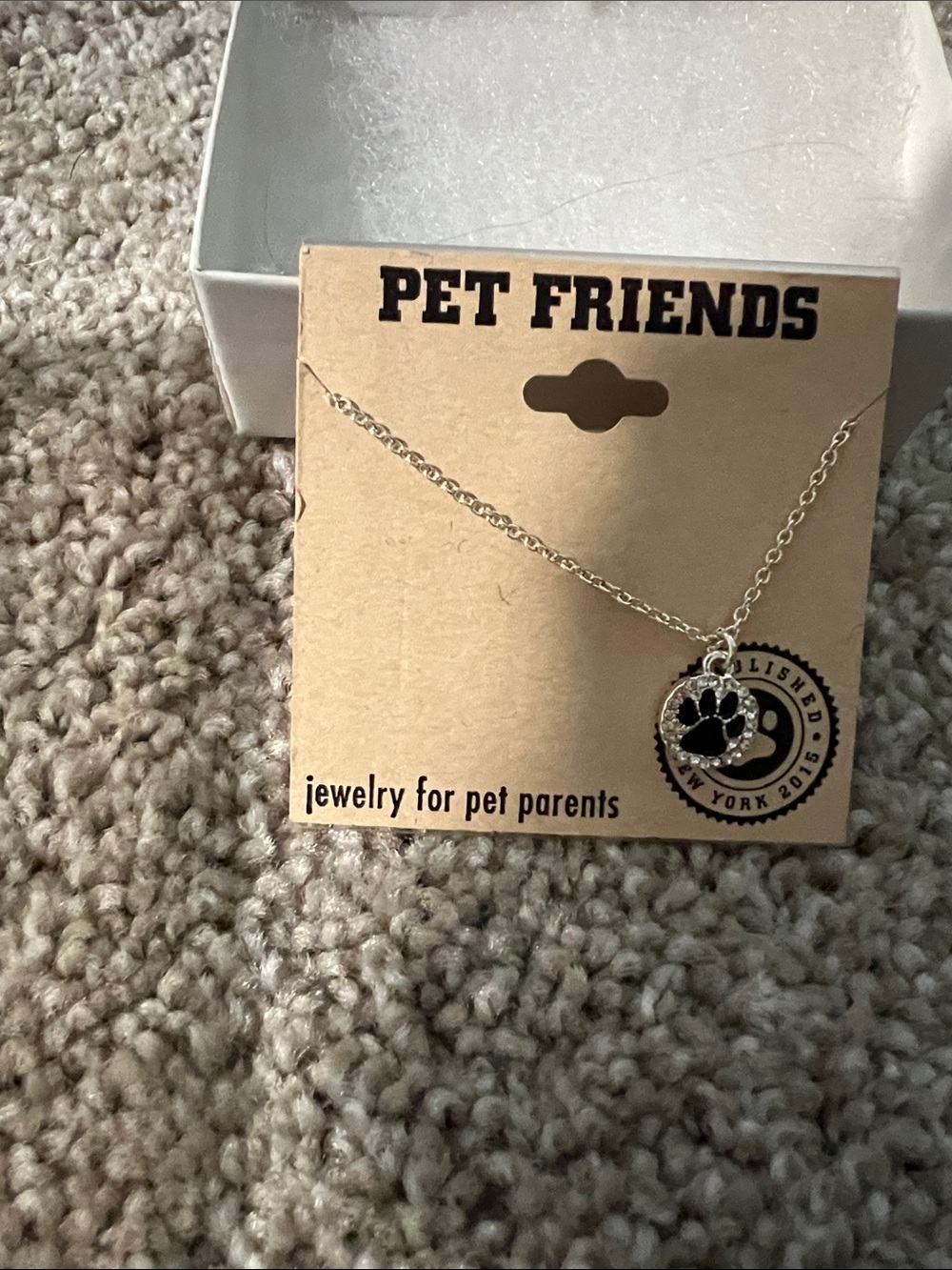 FRIENDS Silver Paw Pendant Necklace - Silver & Black